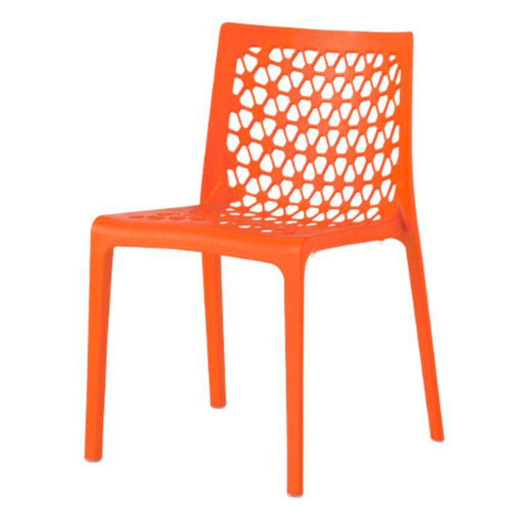 SILLA OFFIHO MILAN Ohv-74 | Silla Diseño Moderno Cafetería Restaurante | Base 4 Puntas | Varios Colores | Polipropileno | Exterior | Zona Comida Plaza Restorán Uso Comercial Colorida Rojo Blanco Naranja