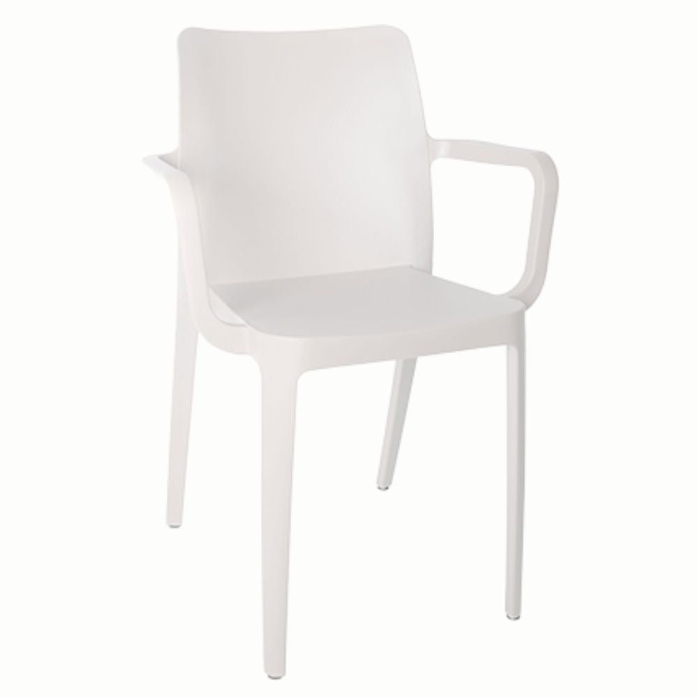 SILLA OFFIHO SOLEI OHV-60 | Silla para Terraza Aire Libre | Descansabrazos | Resistente Rayos UV | Varios Colores | Polipropileno | Interior + Exterior | Restaurante Cafetería Jardín Patio Colorida Blanca Cappuccino Negro Gris Antracita Rojo Intemperie