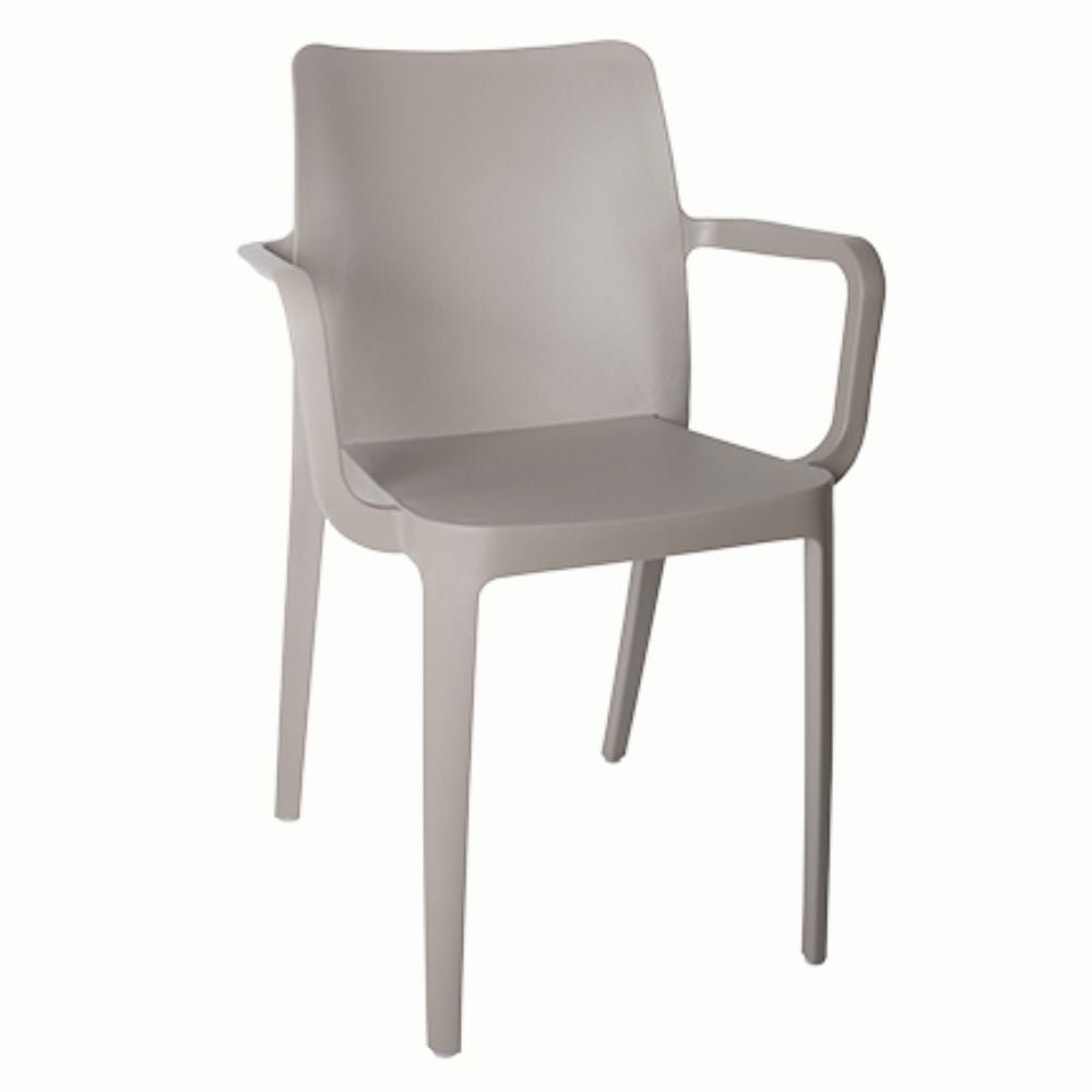 SILLA OFFIHO SOLEI OHV-60 | Silla para Terraza Aire Libre | Descansabrazos | Resistente Rayos UV | Varios Colores | Polipropileno | Interior + Exterior | Restaurante Cafetería Jardín Patio Colorida Blanca Cappuccino Negro Gris Antracita Rojo Intemperie